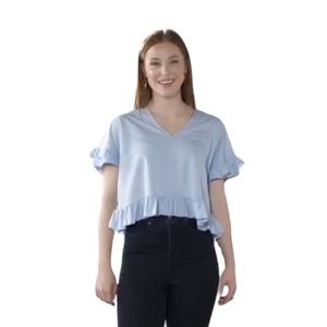 Bishop + Young Ruffled Sleeve Knit Tee NWOT Size Small